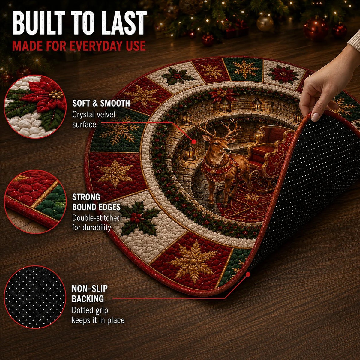 🎄3D Christmas Gnome Optical Illusion Round Rug | Fun Festive Home Decor Must‑Have⭐🏠🎁