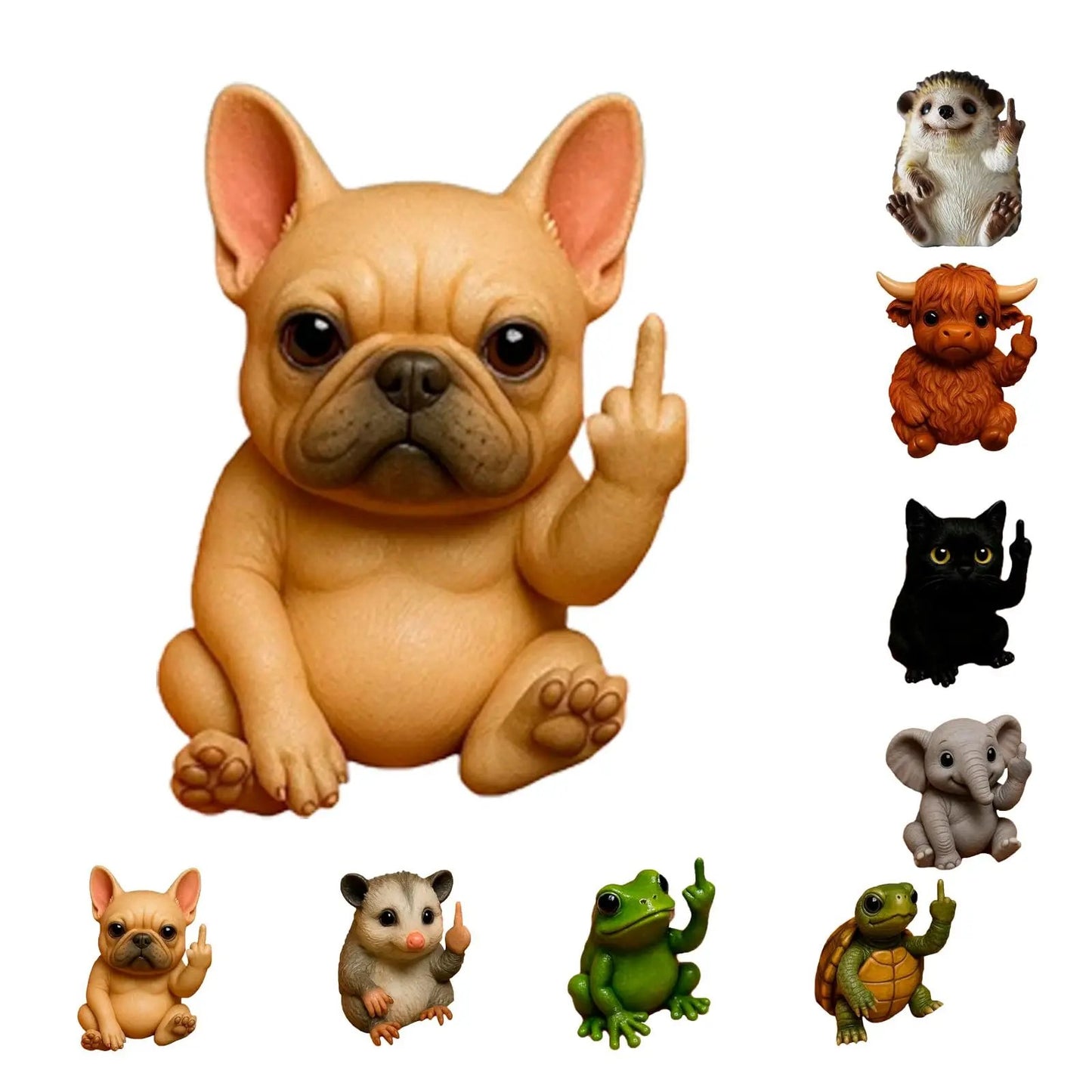 Funny Middle Finger Animal Statue 🖕 – Mini Resin Desk Decor, Cute Animal Figurine for Office, Car, Shelf & Home, Humorous Gag Gift 🎁