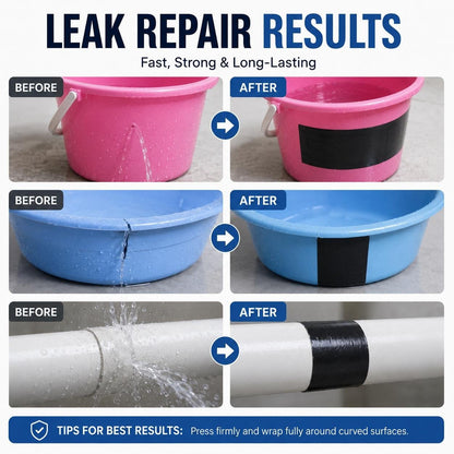 💧 Waterproof Repair  – Self-Adhesive PVC Leak Sealing Tape for Pipes, Hoses, Buckets & Outdoor Repairs