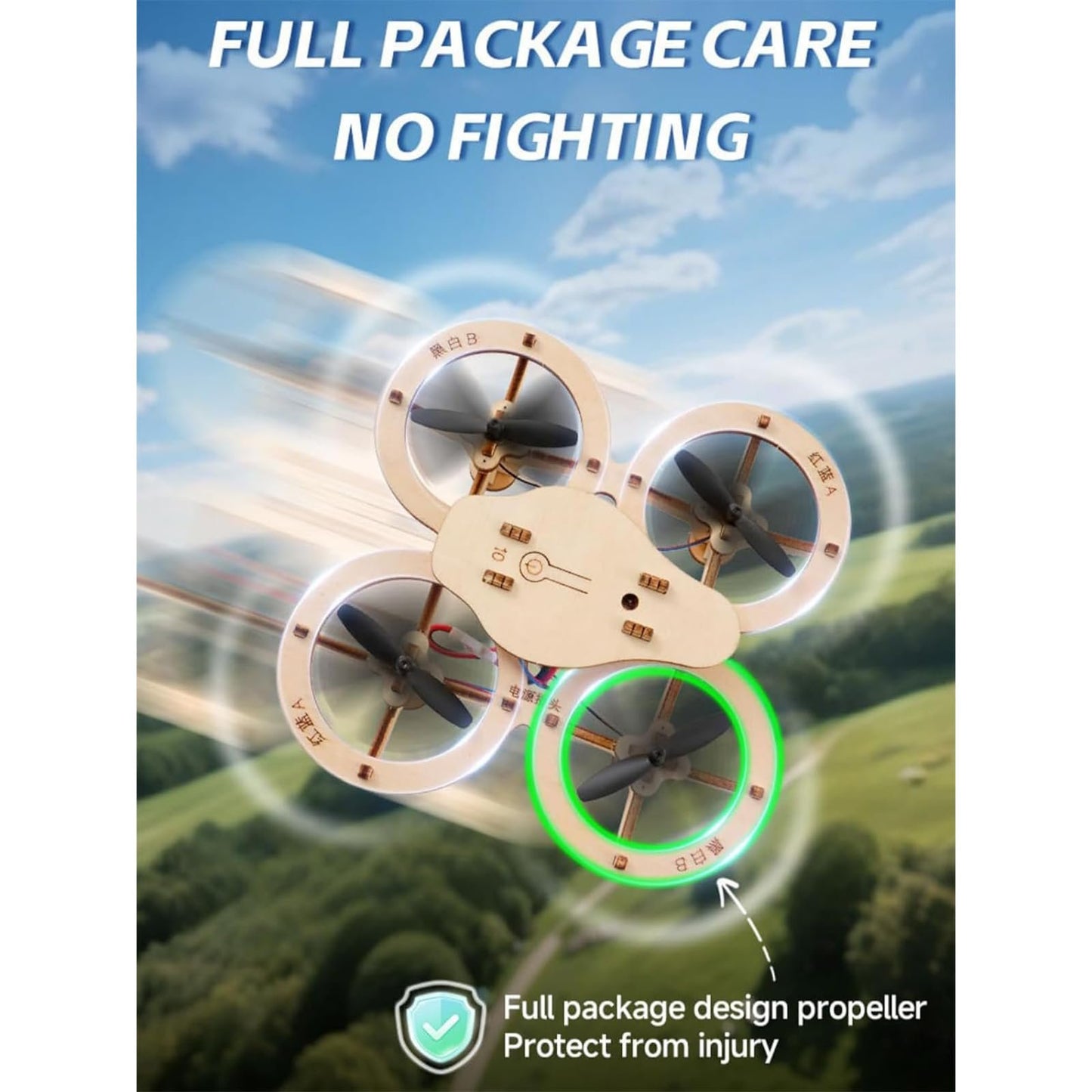 💥🏆Top Gift 2026 🎁 DIY Wooden Drone Assembly Kit, 2.4GHz RC Quadcopter with 360° Flip, Emergency Stop & Beginner Friendly Controls, STEM Building Toy for Teens & Adults