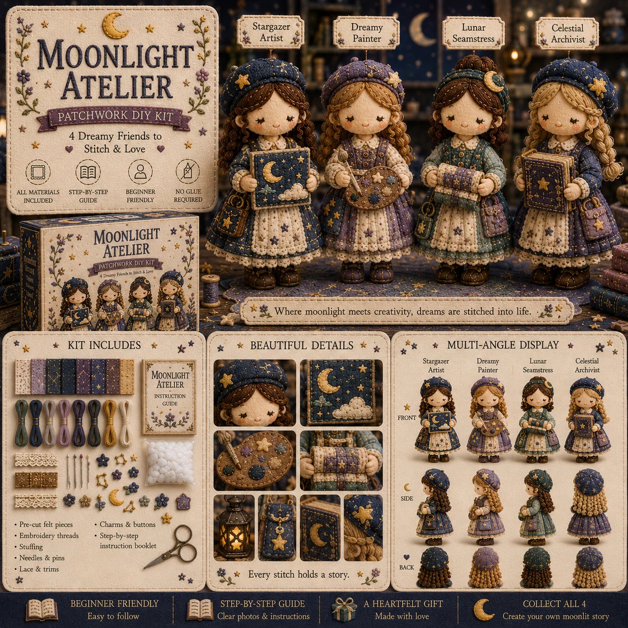 🎁 Last Day 49% OFF 🧵 Tiny Worlds Patchwork DIY Kit Series – Create Your Own Mini Handmade Scene