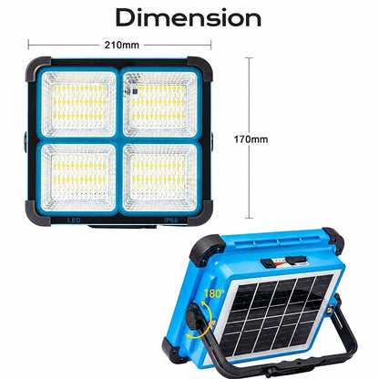 🔦Solar Rechargeable LED Work Light: 288 LED Bright Floodlight, USB-C Charging, 11000mAh, Magnetic Waterproof for Camping Emergency