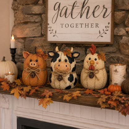 💥🏆Rustic Farm Pumpkin Friends Decor Set