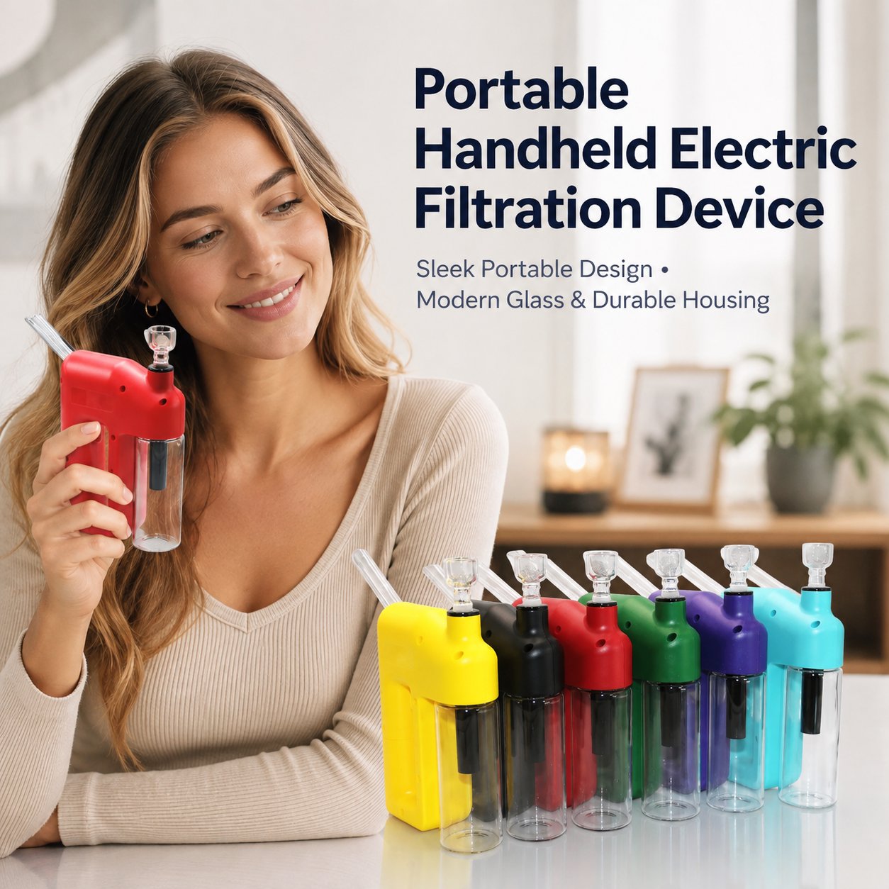 ⚡  Portable Handheld Electric Filtration Device | Compact Glass Chamber Design with Electric-Assisted Operation & 6 Color Options ✨