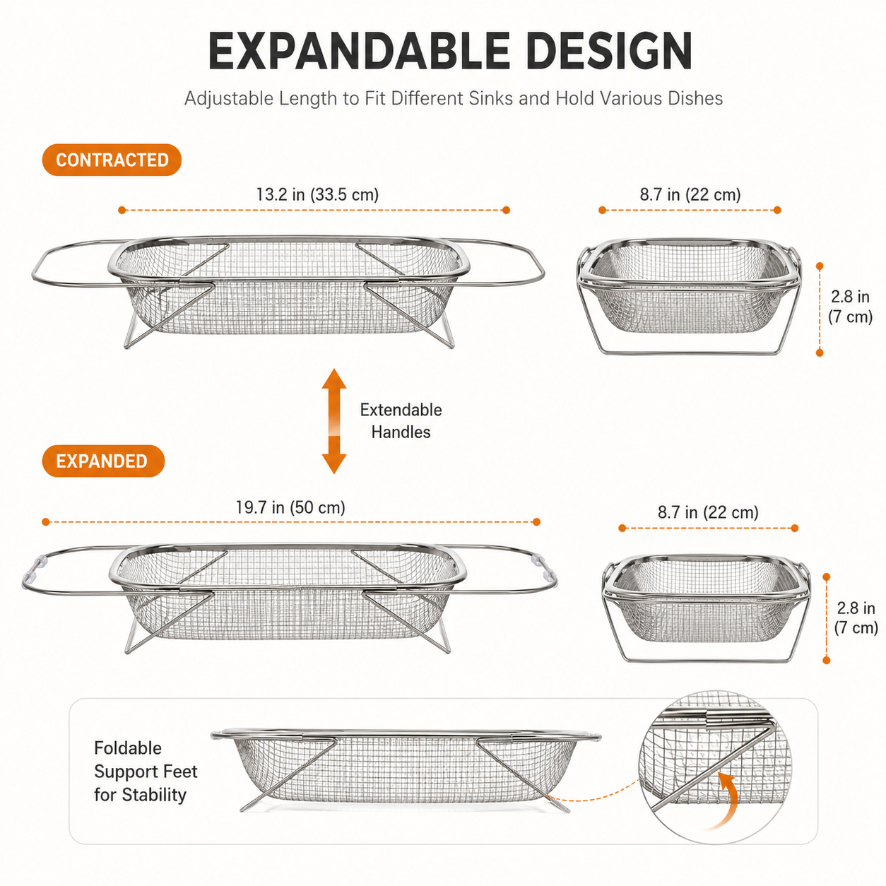 💦 Expandable Over-the-Sink Strainer Basket