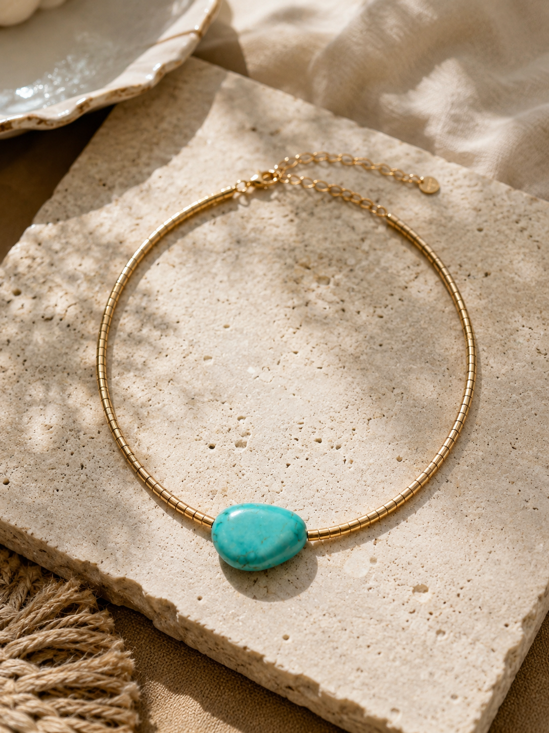 Beaded Turquoise Nugget Necklace