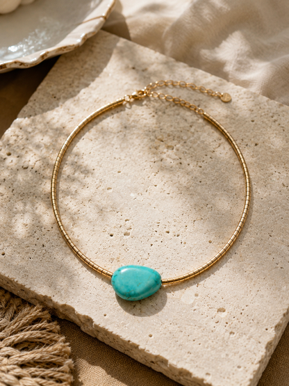 Beaded Turquoise Nugget Necklace