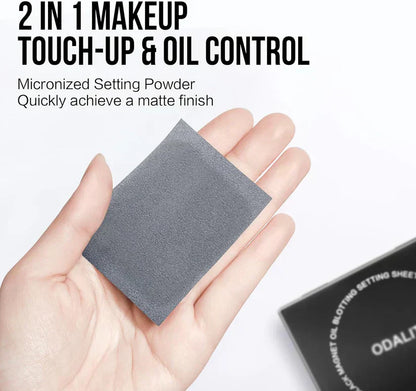 💝Black Magnet Oil Blotting Setting Sheet With Powder More Control Oil Keep Fresh 2 IN 1 Blotting Sheet