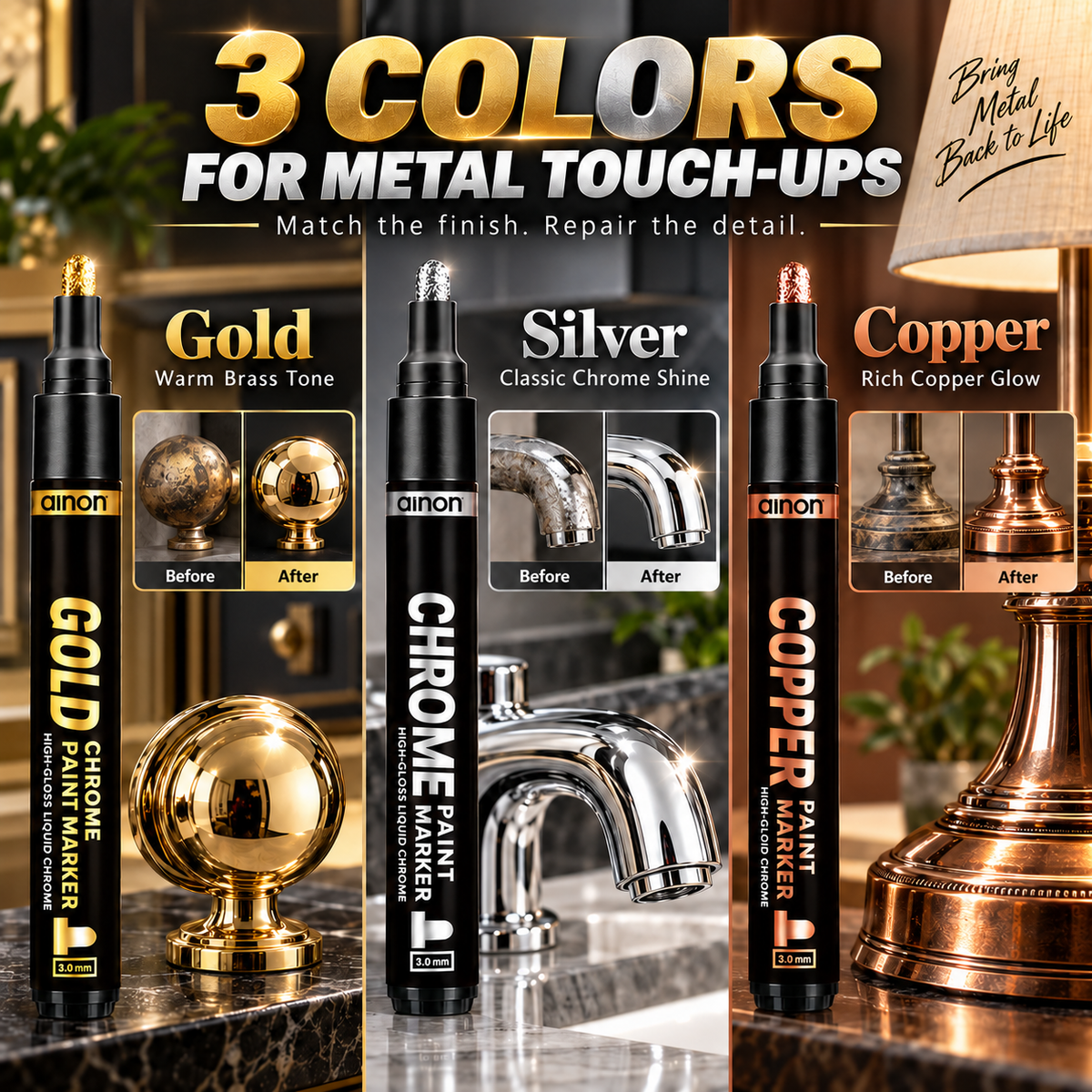 Restore Metal Shine Instantly! Scratch Repair Chrome Paint Marker