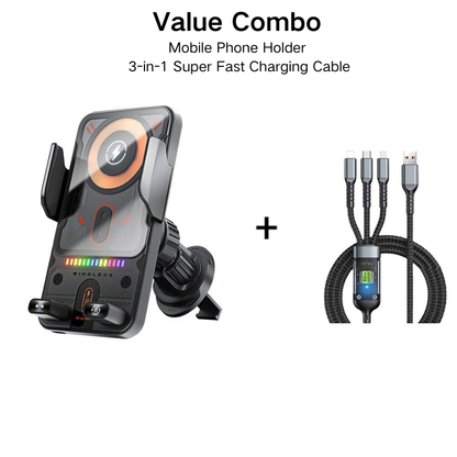 🎉LAST DAY SALE 50% OFF⚡50K+ SOLD 📱Smart 2-in-1 Car Rotating Mobile Phone Holder & Wireless Charger⚡