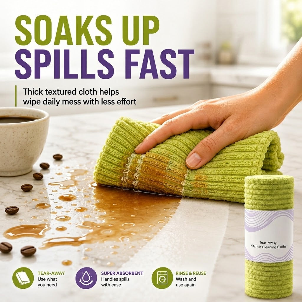 Multipurpose Reusable Tear-Off Cleaning Cloth Roll