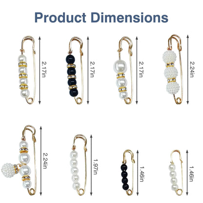 12-Piece Pearl Brooch Pin Set - Decorative Mixed-Style Fasteners for Cardigans & Dresses