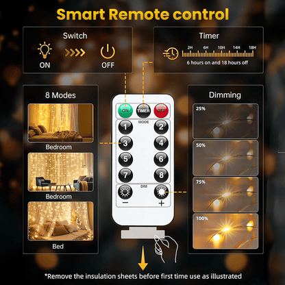Remote-Control Led Curtain Light-9.8*9.8 FT