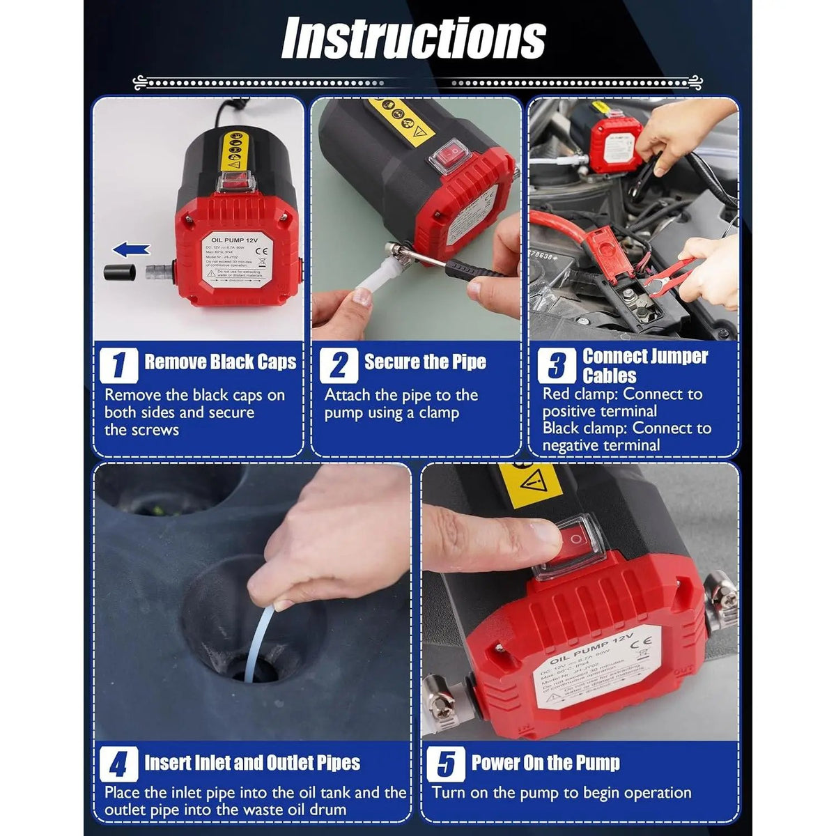 🛢️12V 80W Oil Extractor Pump | Portable Fluid Transfer Pump