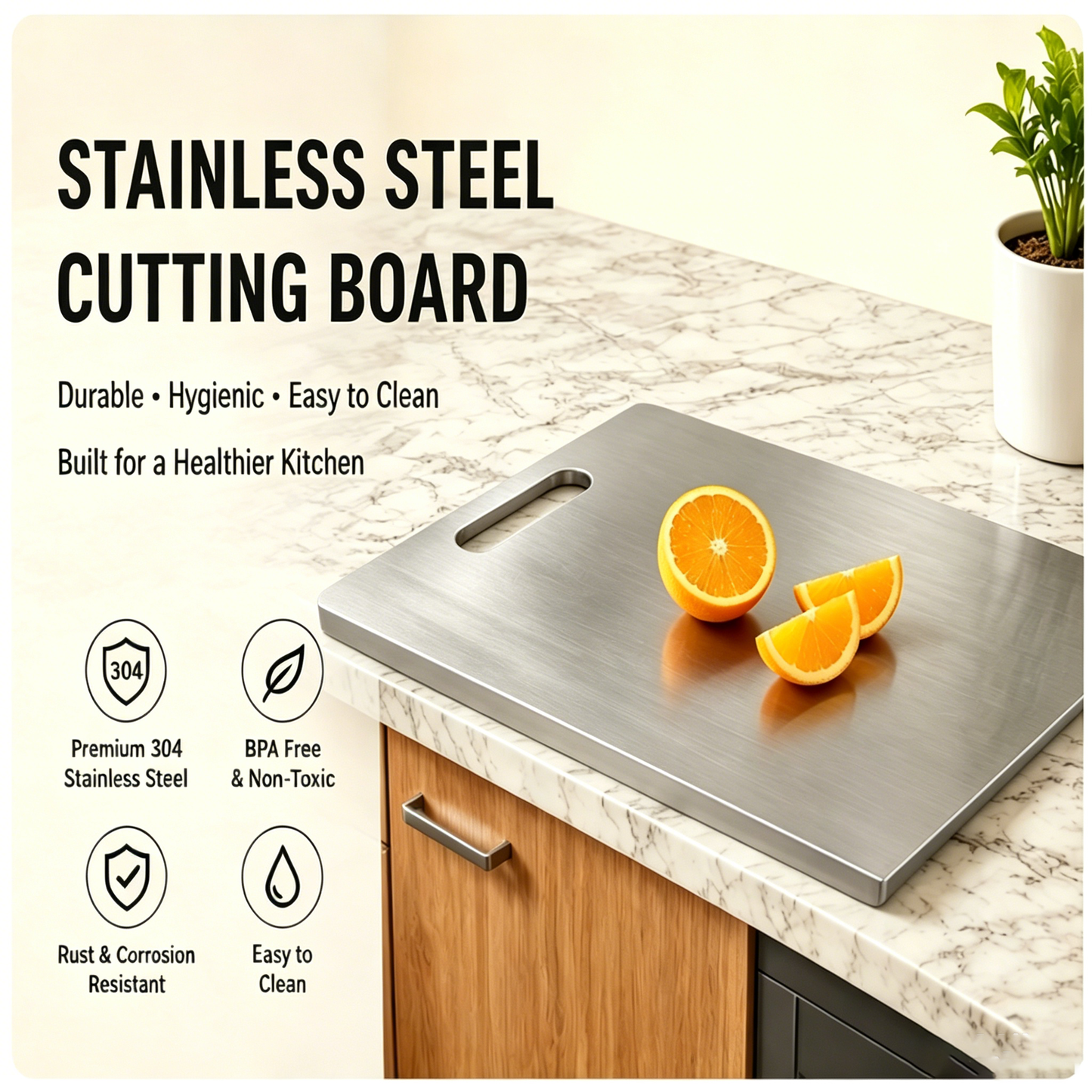 🔥🥩 SteelGuard™ Stainless Steel Chopping Board  ✨