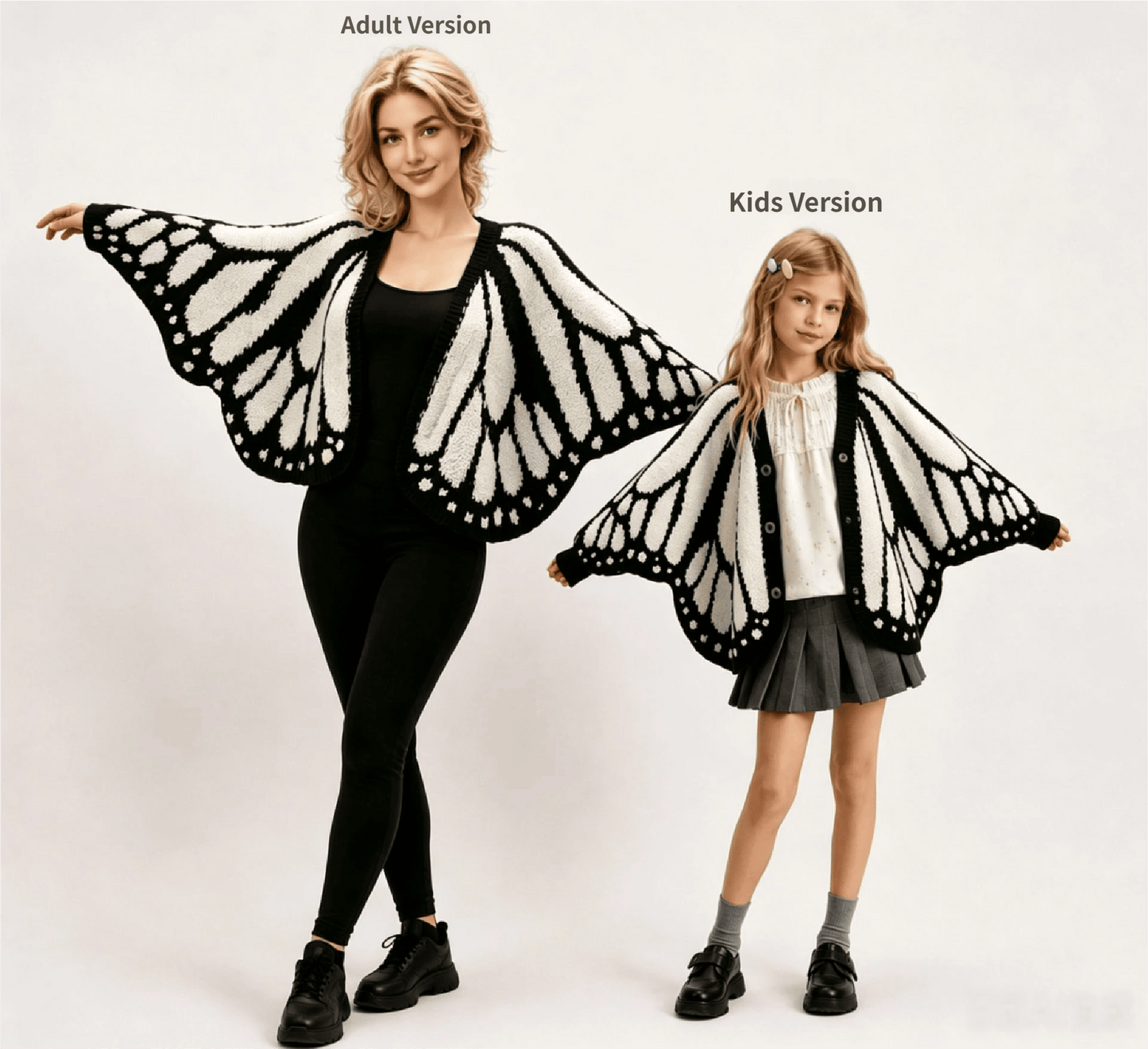 🦋Monarch butterfly-patterned knit cape/shawl-style cardigan
