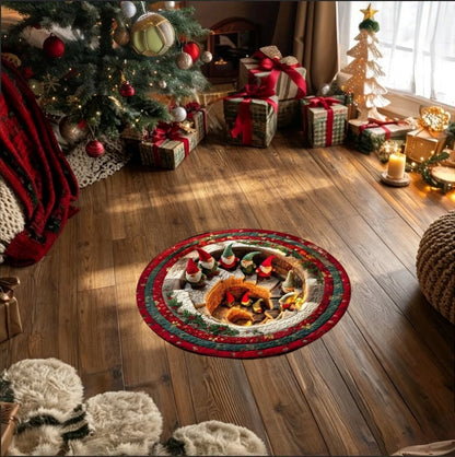 🎄3D Christmas Gnome Optical Illusion Round Rug | Fun Festive Home Decor Must‑Have⭐🏠🎁