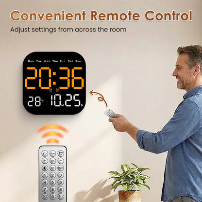 49% OFF ⏰ Modern Multifunctional Digital Clock ✅ Remote Control Adjustable Brightness | Wall Mount/Desk Stand Clock with Date & Temperature