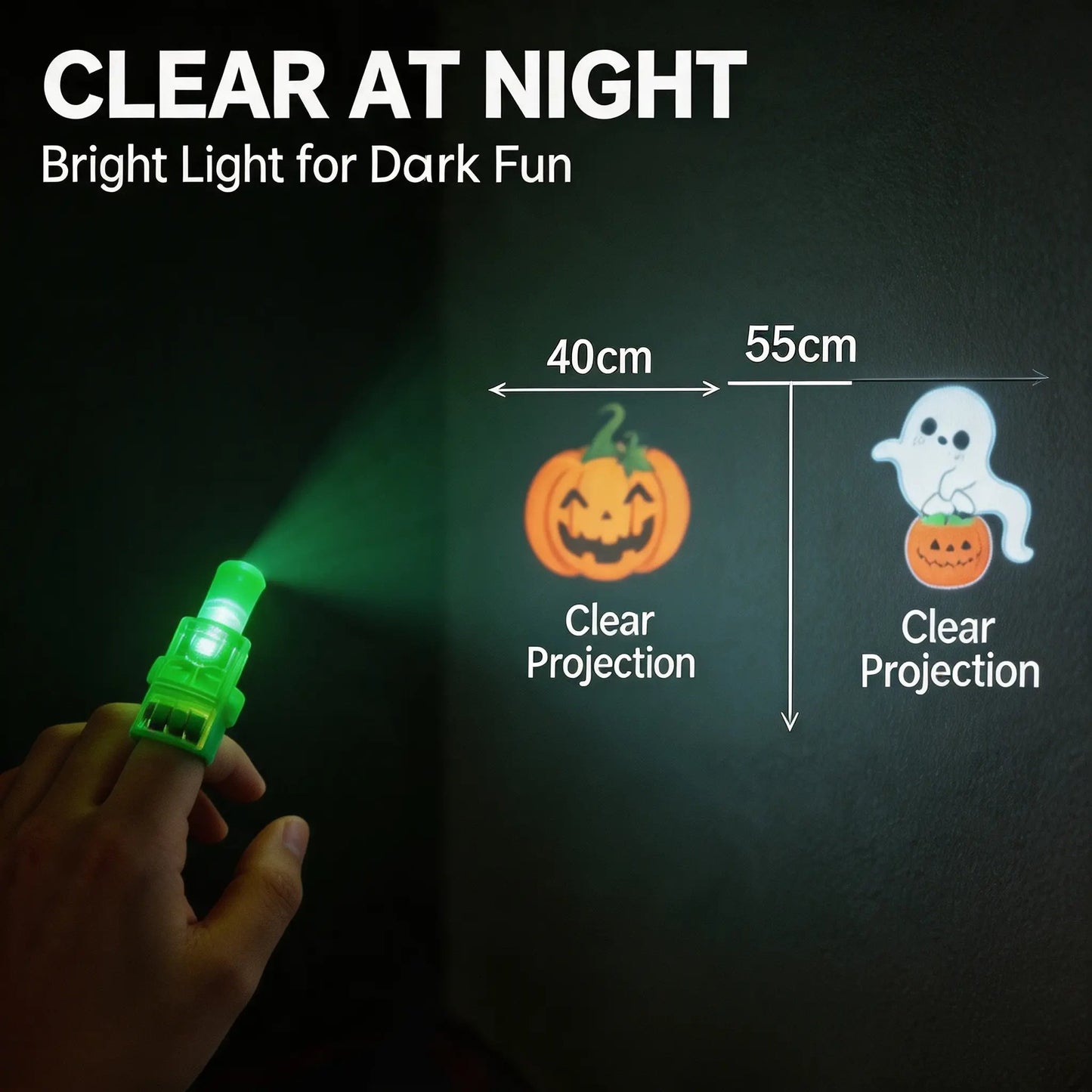 Halloween LED Projection Finger Lights 8pcs/16pcs/24pcs , Multi-Color Light Up Finger Projectors with Pumpkin, Ghost, Witch, Bat Cartoon Patterns, Halloween Trick or Treat Goodie Bag Fillers