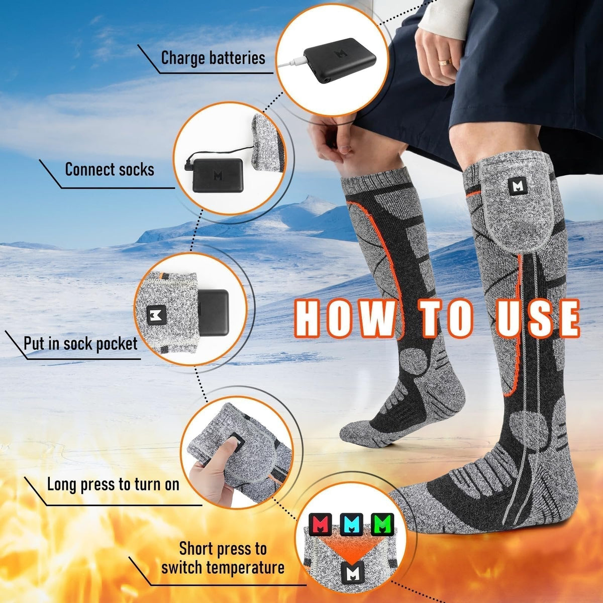 🥳2026 HOT SALE🥳💞50K+ SOLD! 🔥🧦 50% OFF! Rechargeable Heated Socks – carbon fiber fast heating, 6000mAh battery up to 9 hours. Perfect for skiing, hiking & winter warmth! 🛡️✅