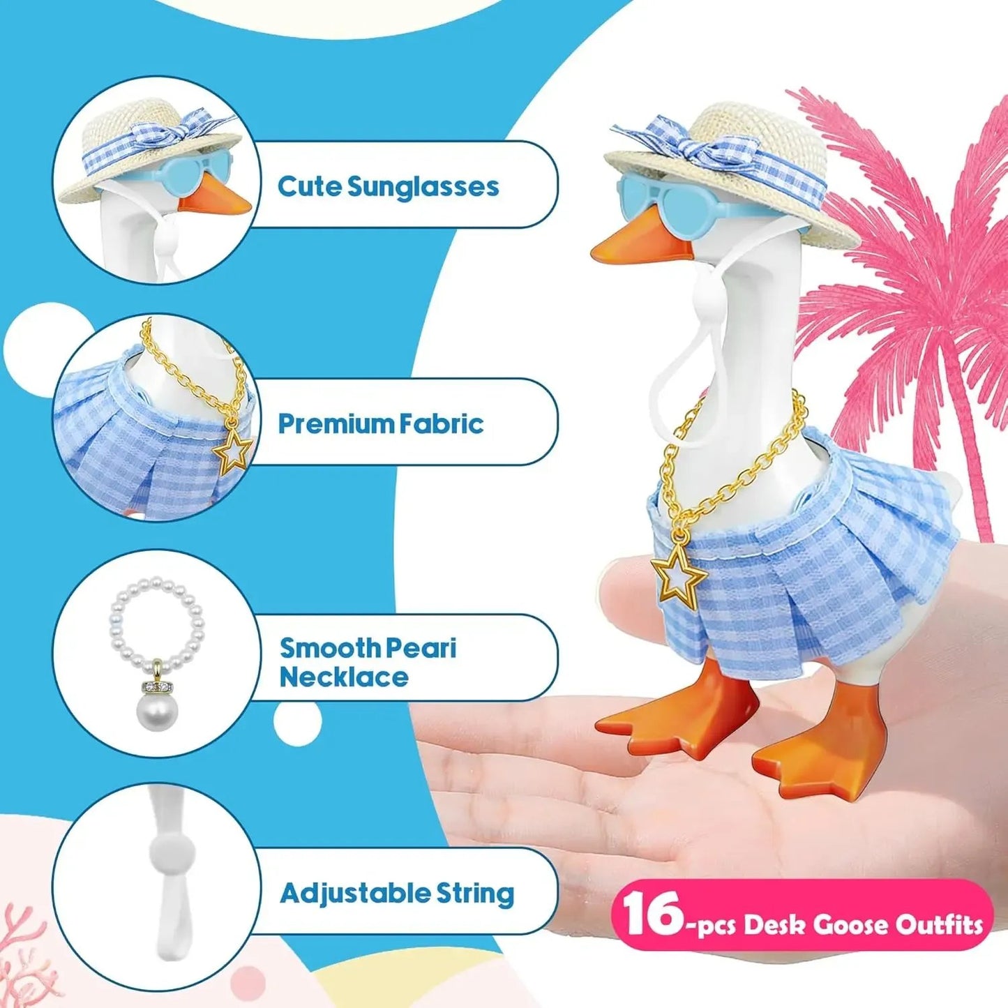 16PCS Mini Desk Goose Outfit Set