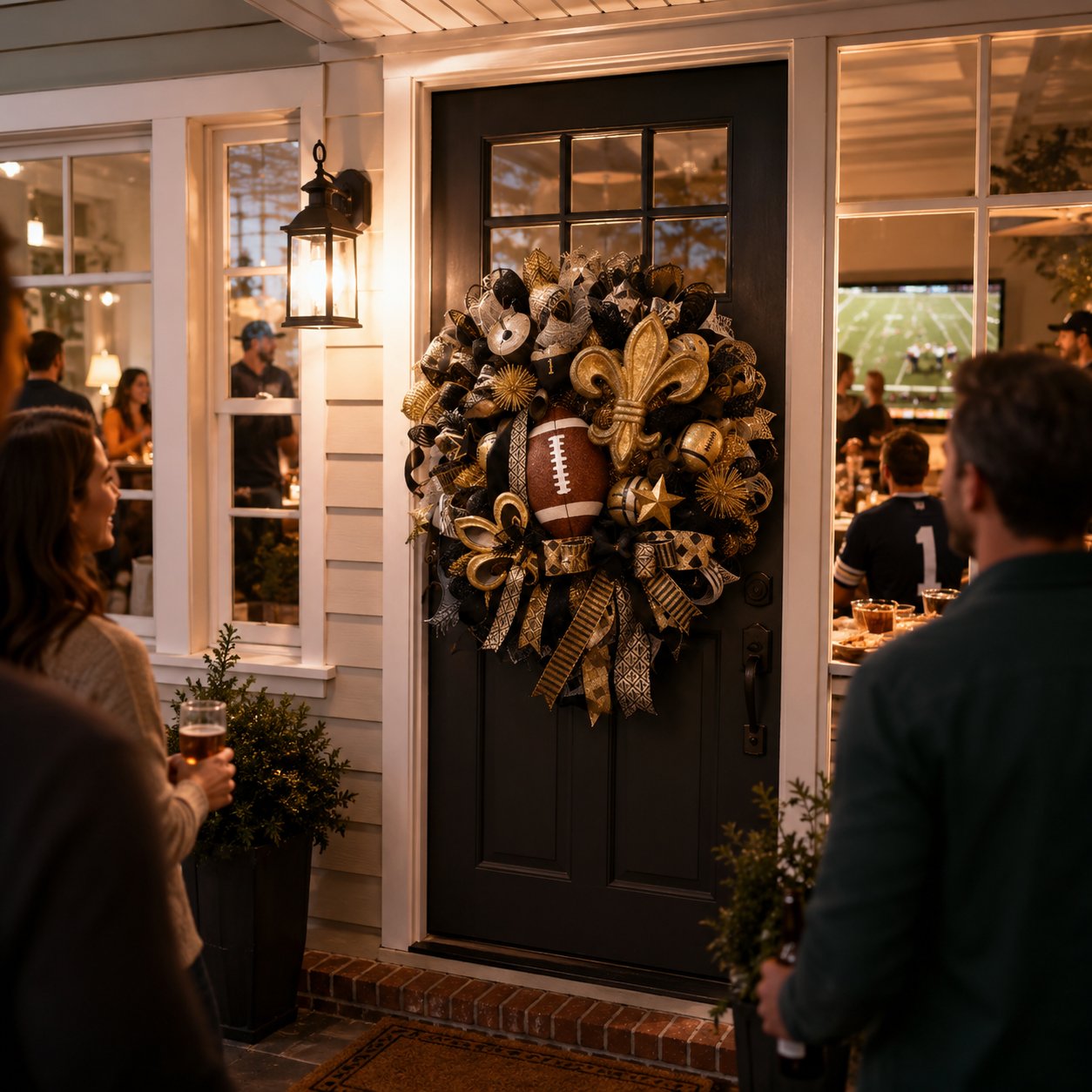 Football Team Handcrafted Wreath for Game-Day Front Door Decor