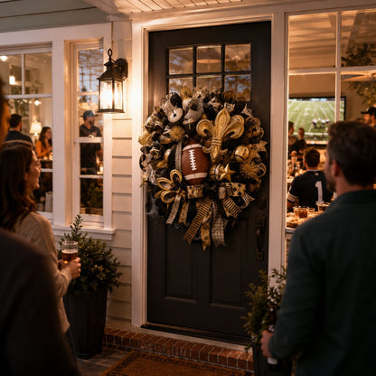 Football Team Handcrafted Wreath for Game-Day Front Door Decor