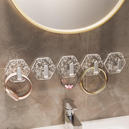 🏆LAST DAY SALE 50% OFF!!🎁🔥Hexagon Ripple Self-Adhesive Hooks – Heavy Duty, Waterproof & Rustproof✨ No Drilling • Strong Hold • Easy Install