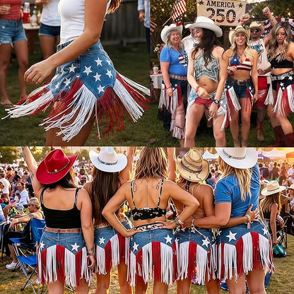 USA 250th Anniversary Denim Fringe Belt — Limited Edition Patriotic Statement Piece