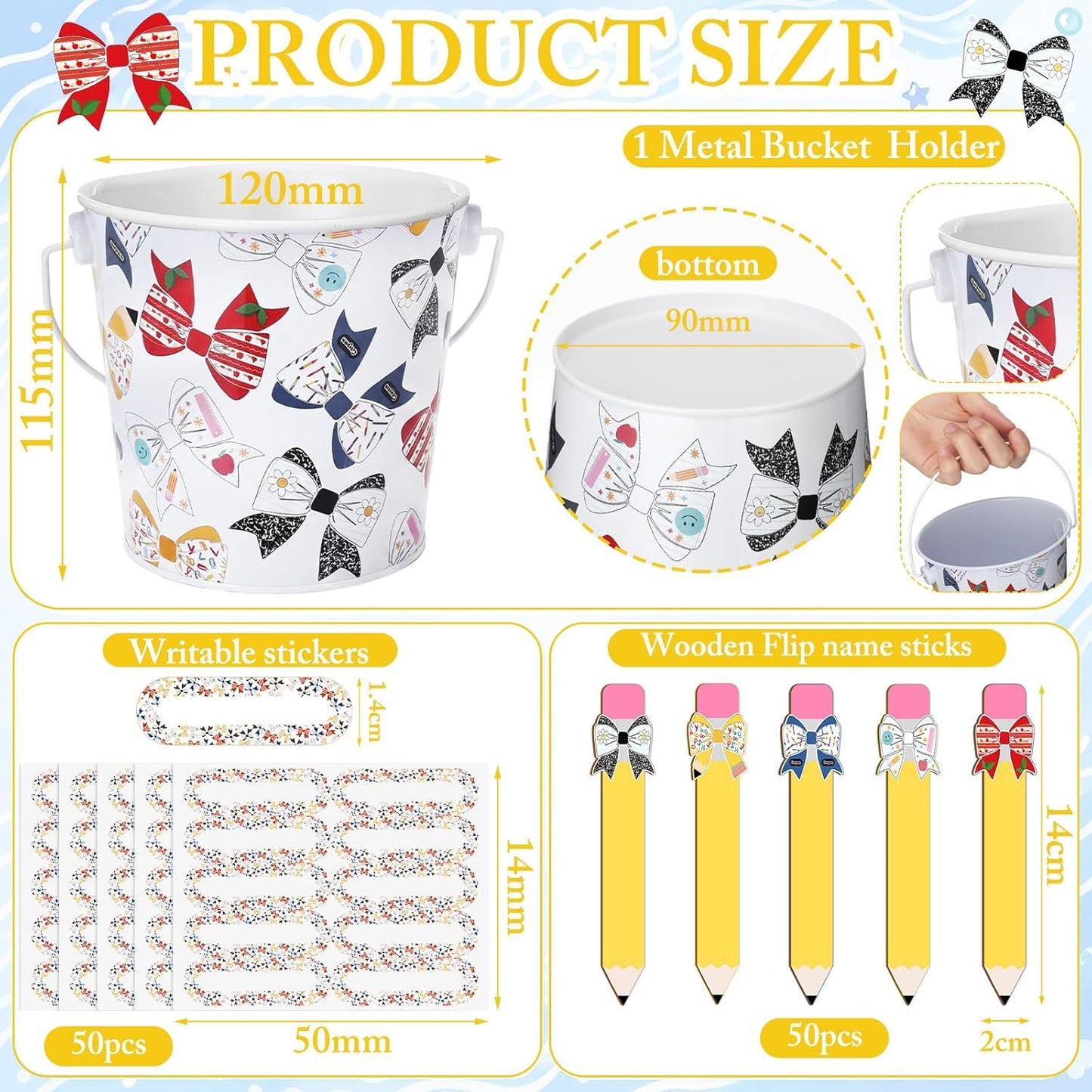 121 Pcs Back to School Teacher Gift Flip Name Sticks Set with Storage Cup