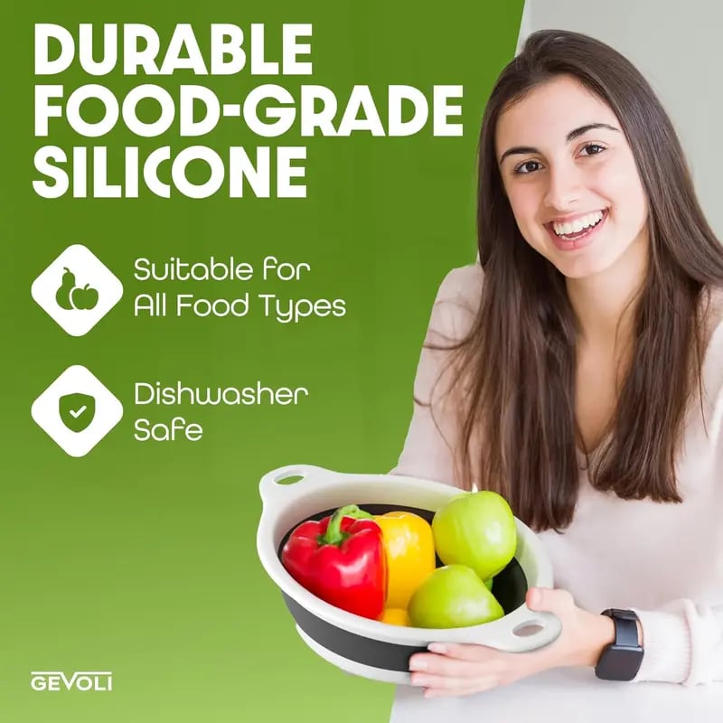 Collapsible Colanders 3-Pack Sturdy Kitchen Strainer Set