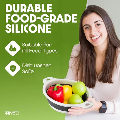 Collapsible Colanders 3-Pack Sturdy Kitchen Strainer Set