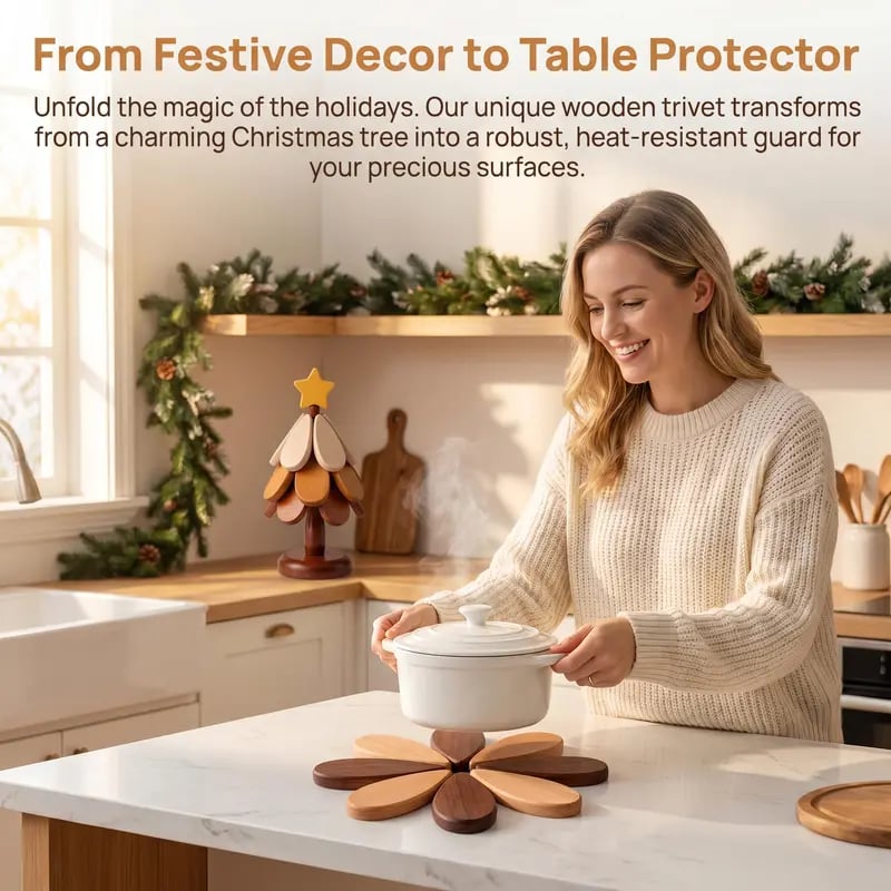 🔥Wood Christmas Tree Coaster Set