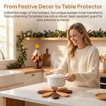 🔥Wood Christmas Tree Coaster Set