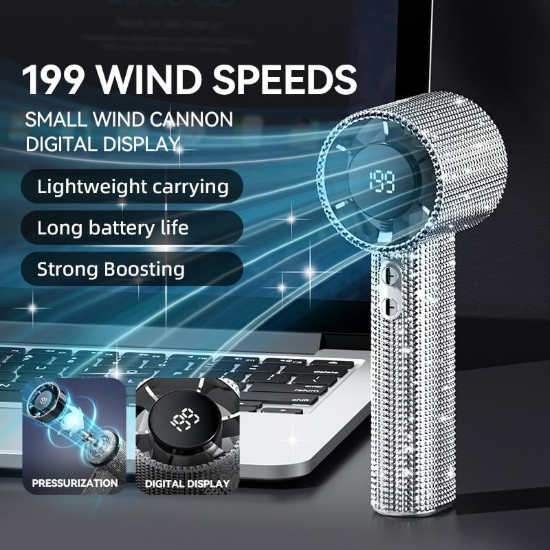 Full Diamond Luxury Craftsmanship Portable Handheld Turbo Fan