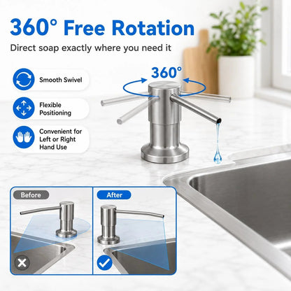 Built-In Sink Soap Dispenser with 39-Inch Extension Tube