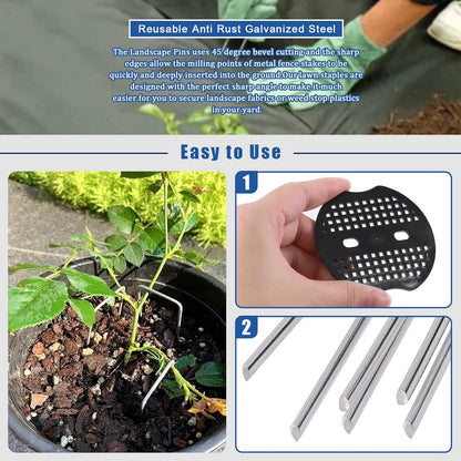 🚙50-Piece Garden Ground Stake Set——Pack of 50 U-Shaped Ground Stakes
