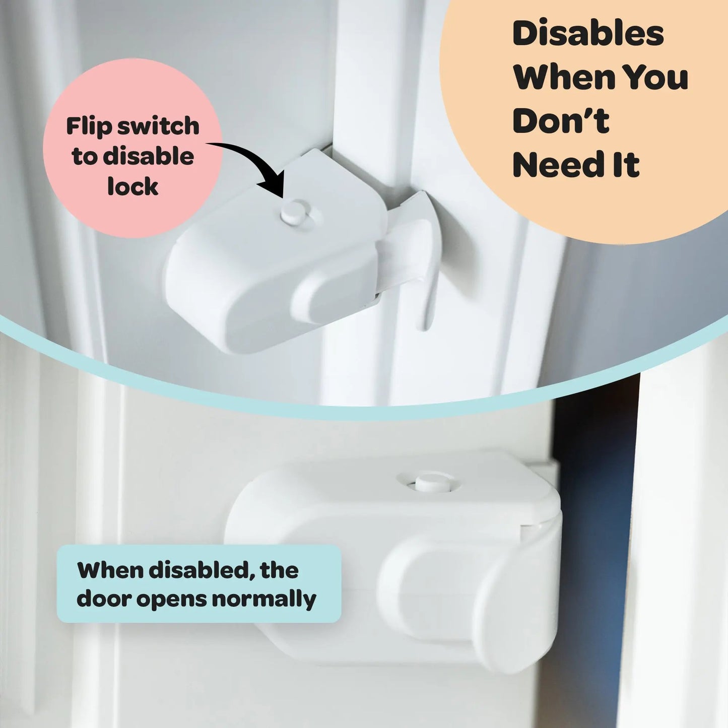 HugLock Snap-On Childproof Door Lock - No Drill, No Adhesive Interior Door Safety Latch, Out-of-Reach Toddler Proof Lock (Unlocks from Both Sides)