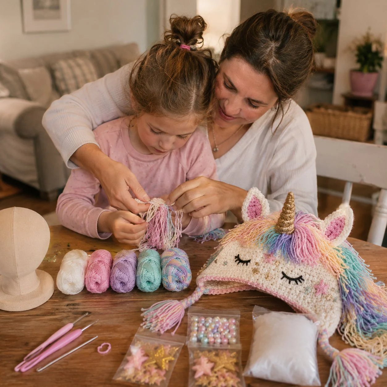 🐉🧶 Fantasy Hood Hat DIY Crochet Kit – Stitch Your Own Magical Character