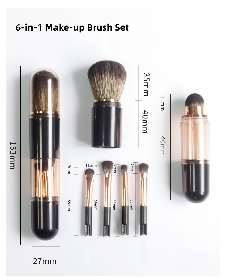 🖌️LAST DAY SALE 50% OFF !!📢Portable Retractable Makeup Brush Set – Multifunctional Travel Cosmetic Tool with Powder, Blush & Silicone Lip Brush