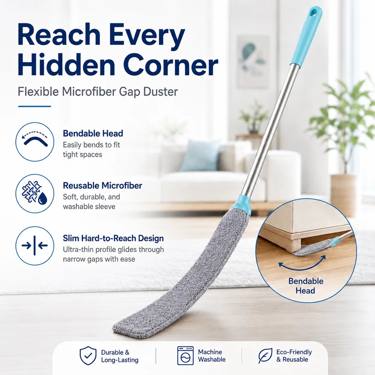Flexible Microfiber Gap Duster – Reach Every Corner with Ease 🧹✨
