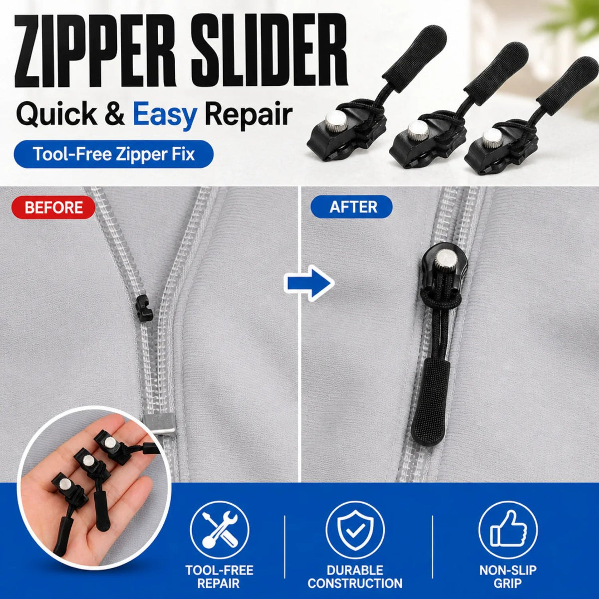 🔧 Universal Zipper Repair Tool | Instant Fix for Broken Zippers