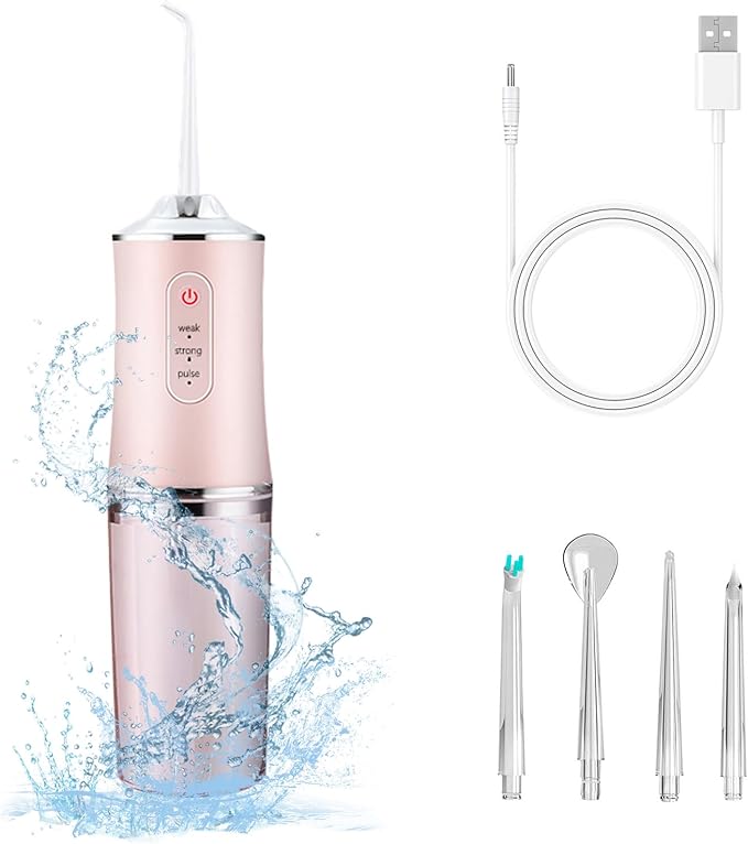 🔥Electric Water Flosser Cordless for Teeth 3 Modes 4 Jet Tips Cleaning