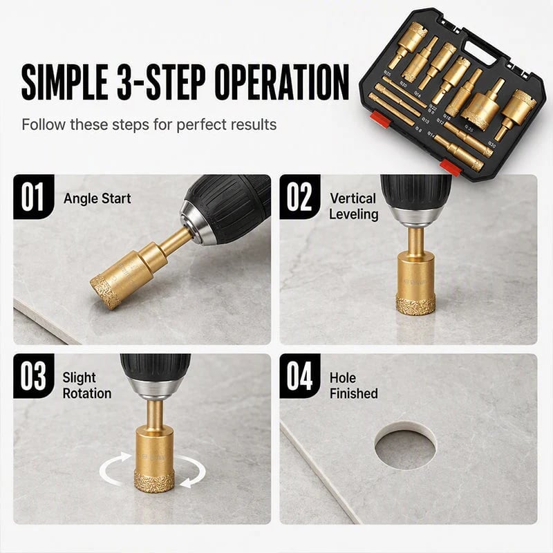 ⏰12-Piece Dry Diamond Tile Hole Saw Kit (6-35mm)