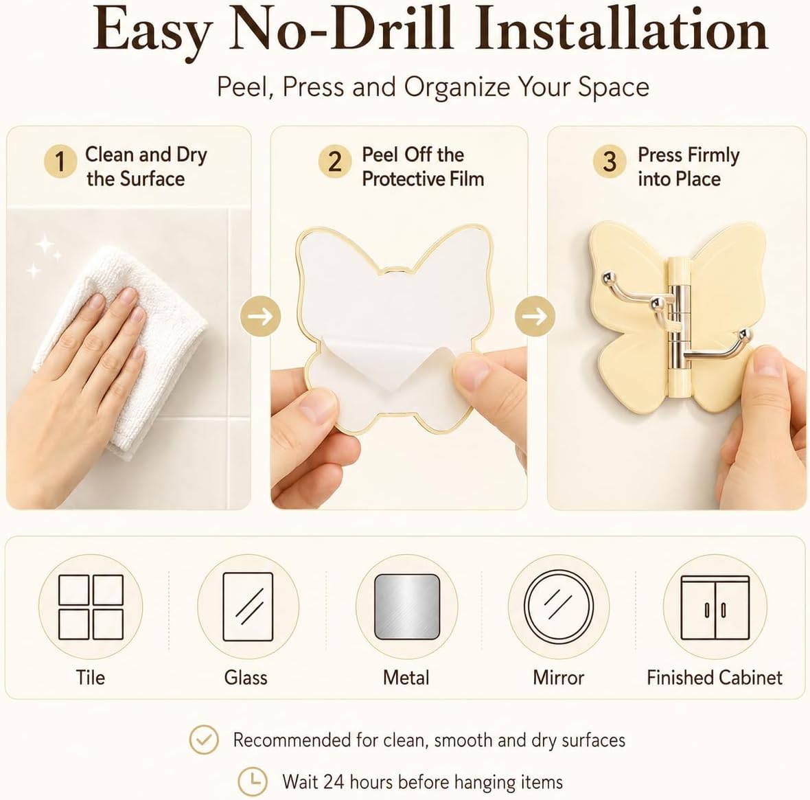 Butterfly Rotating Self Adhesive Hooks