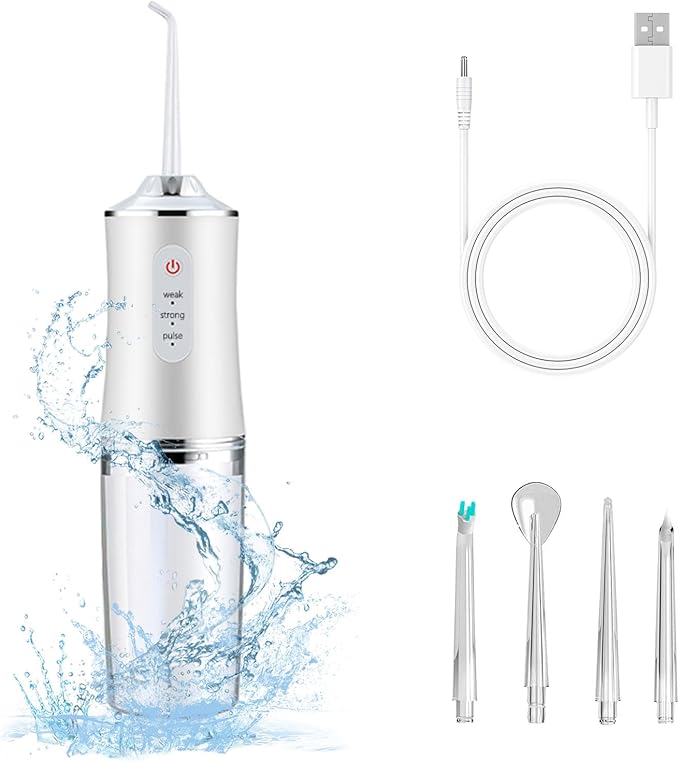 🔥Electric Water Flosser Cordless for Teeth 3 Modes 4 Jet Tips Cleaning