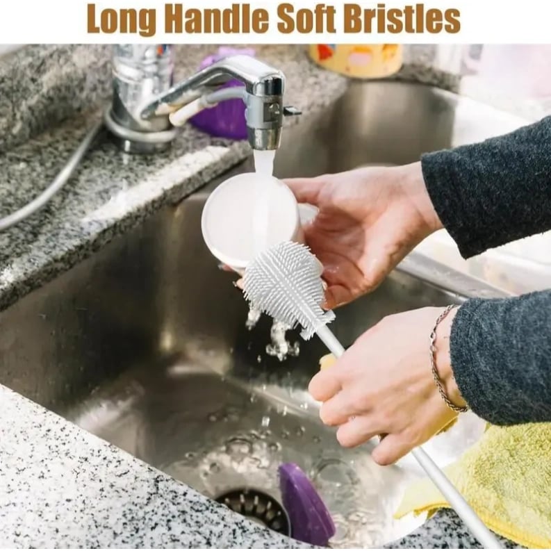 🌟 Buy One Get One Free! 🌟360° Silicone Bottle Cleaning Brush with Long Handle