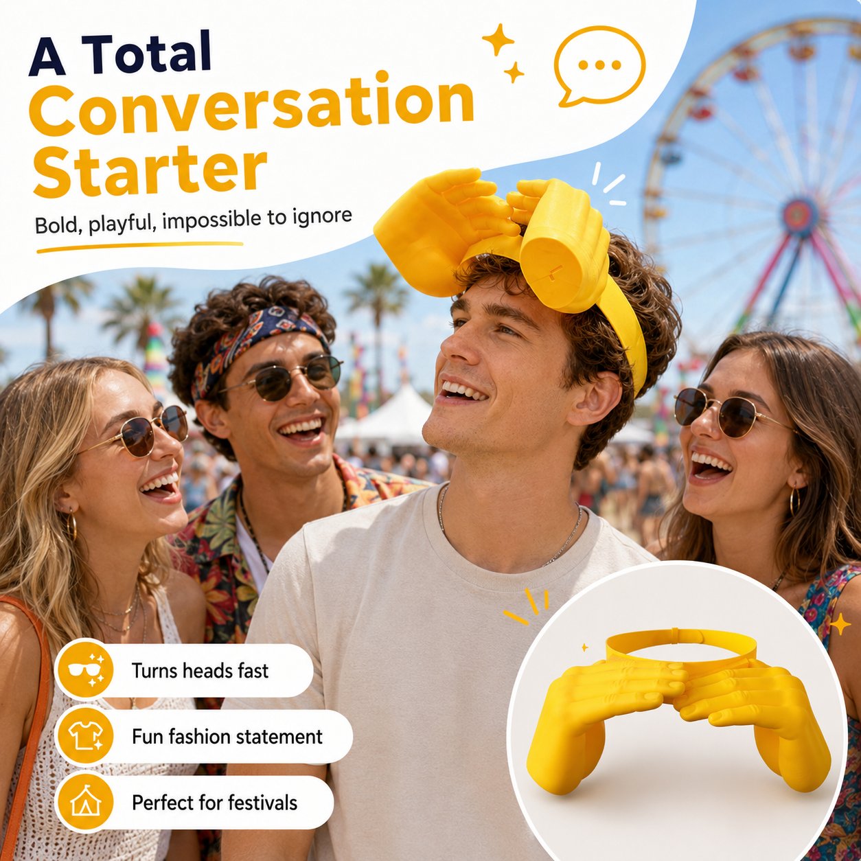🤫Funny Headband, Quirky Headwear, Sunshade Hat, 3D Printing