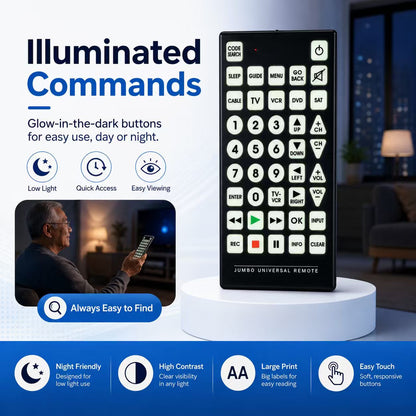 🎮Big Button Universal Remote | Big Buttons, Glow-in-the-Dark