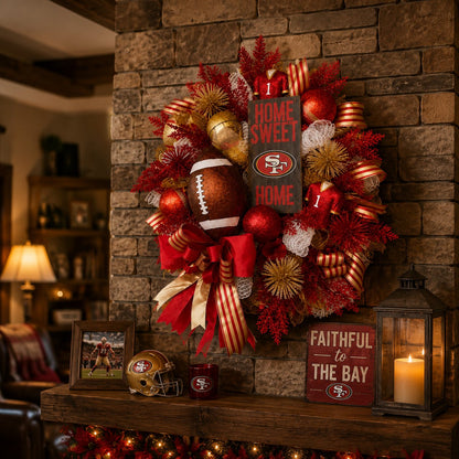 Football Team Handcrafted Wreath for Game-Day Front Door Decor